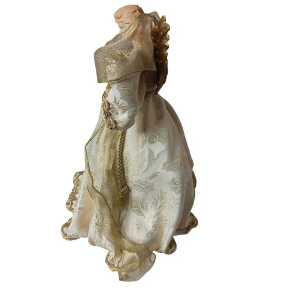 Traditions Vtg Graceful Angel Tree Top With Porcelain Head & Hands Gold Wings - Picture 10 of 11